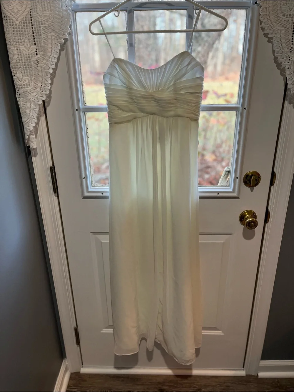 David's Bridal Ivory Spaghetti Strap Formal Dress for Girls - Picture 2 of 3